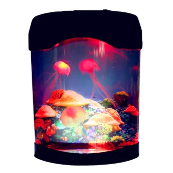 Žuvų Bakas Medūzos Lempos Dirbtinis Namų Dekoro Spalva Keičiasi Mini Akvariumas, LED Apšvietimas, Viešbučio, Miegamojo Nuotaika Elektros Naktį