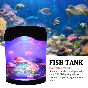 Žuvų Bakas Medūzos Lempos Dirbtinis Namų Dekoro Spalva Keičiasi Mini Akvariumas, LED Apšvietimas, Viešbučio, Miegamojo Nuotaika Elektros Naktį