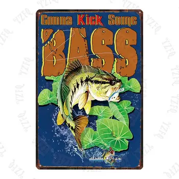Žvejo Taisyklė Metalo Pasirašyti Bass Fishing Dekoratyvinis Ženklai Shabby Chic Sienos Namuose Amatų Kavinė Muzikos Baras Apdailos DU-5292A